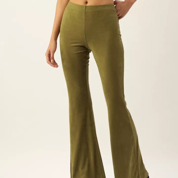 Forever 21 Olive Green Solid Bootcut Flare Pants | Elastic Waistband Size S - Picture 14 of 14